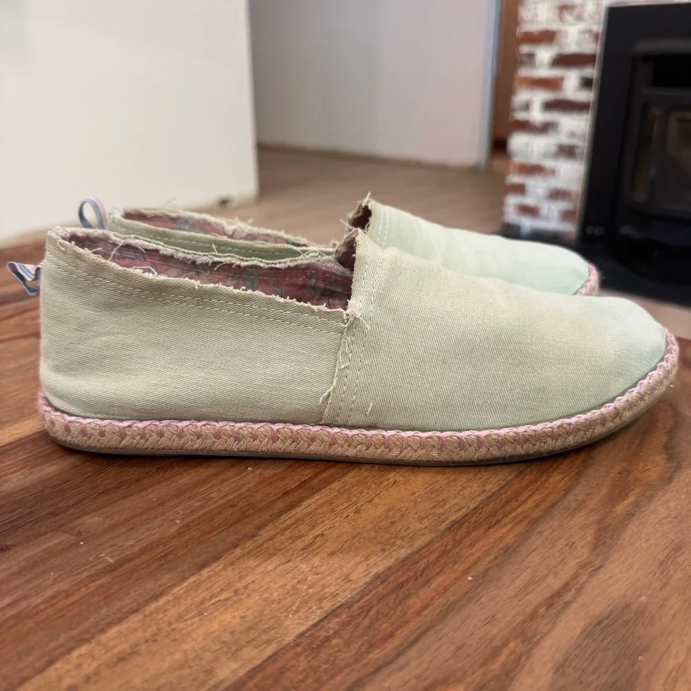 Vionic Beach Laguna Slip On Espadrille Cotton Canvas Loafer Light Green‎ Shoe 11